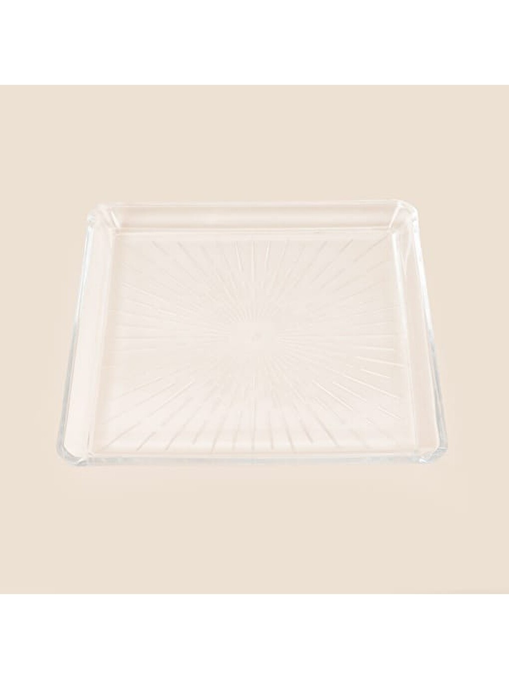 Renksiz Madlen Servis Tabağı - Şeffaf - 24x24 Cm