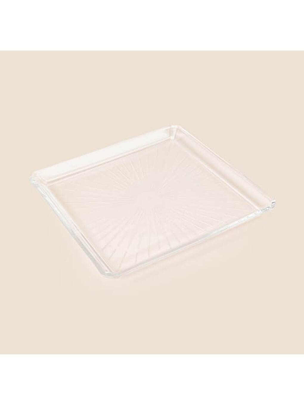 Renksiz Madlen Servis Tabağı - Şeffaf - 24x24 Cm-2