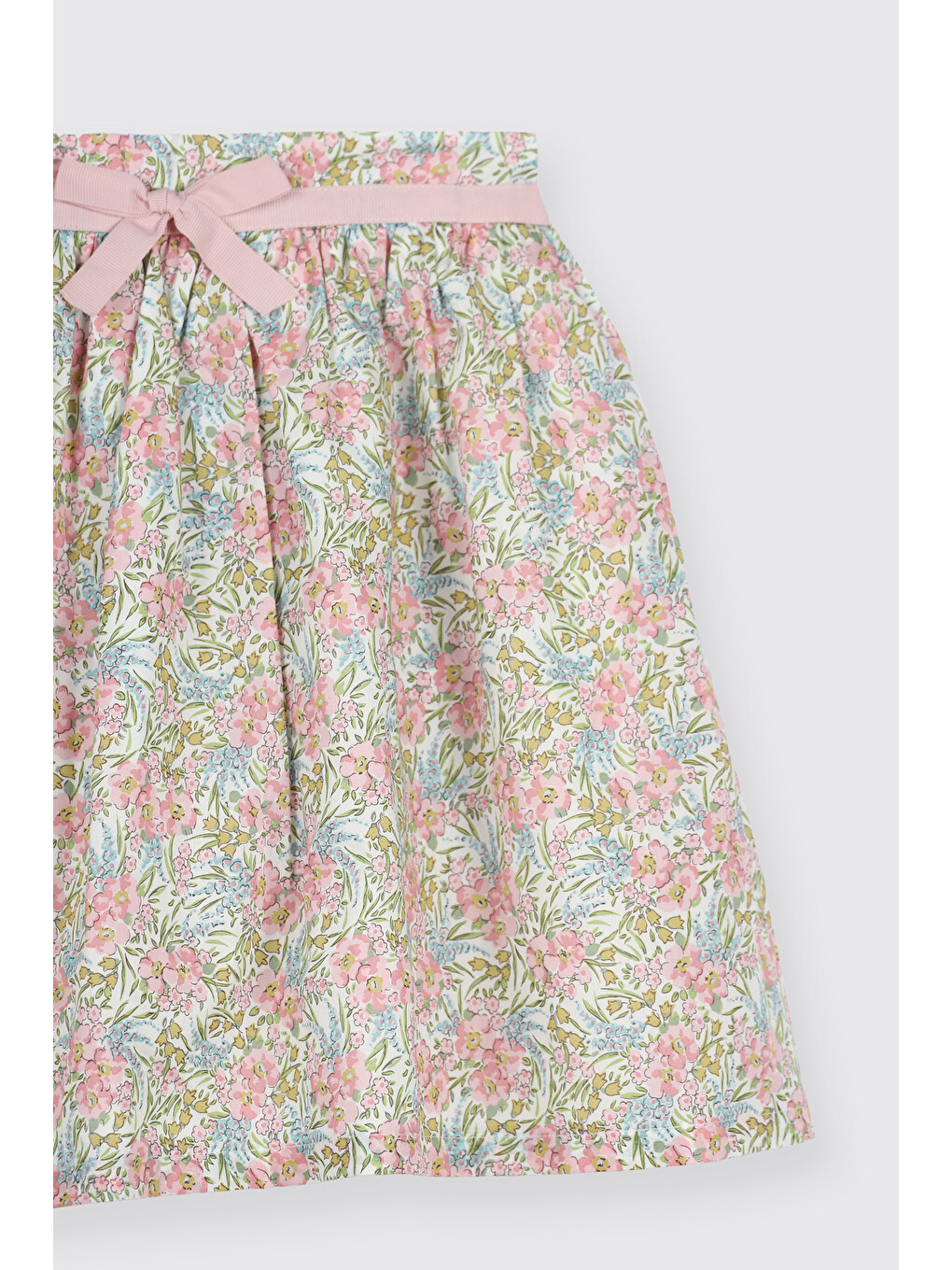 Pembe Liberty Kumaş Çiçek Desenli Kız Çocuk Etek-1