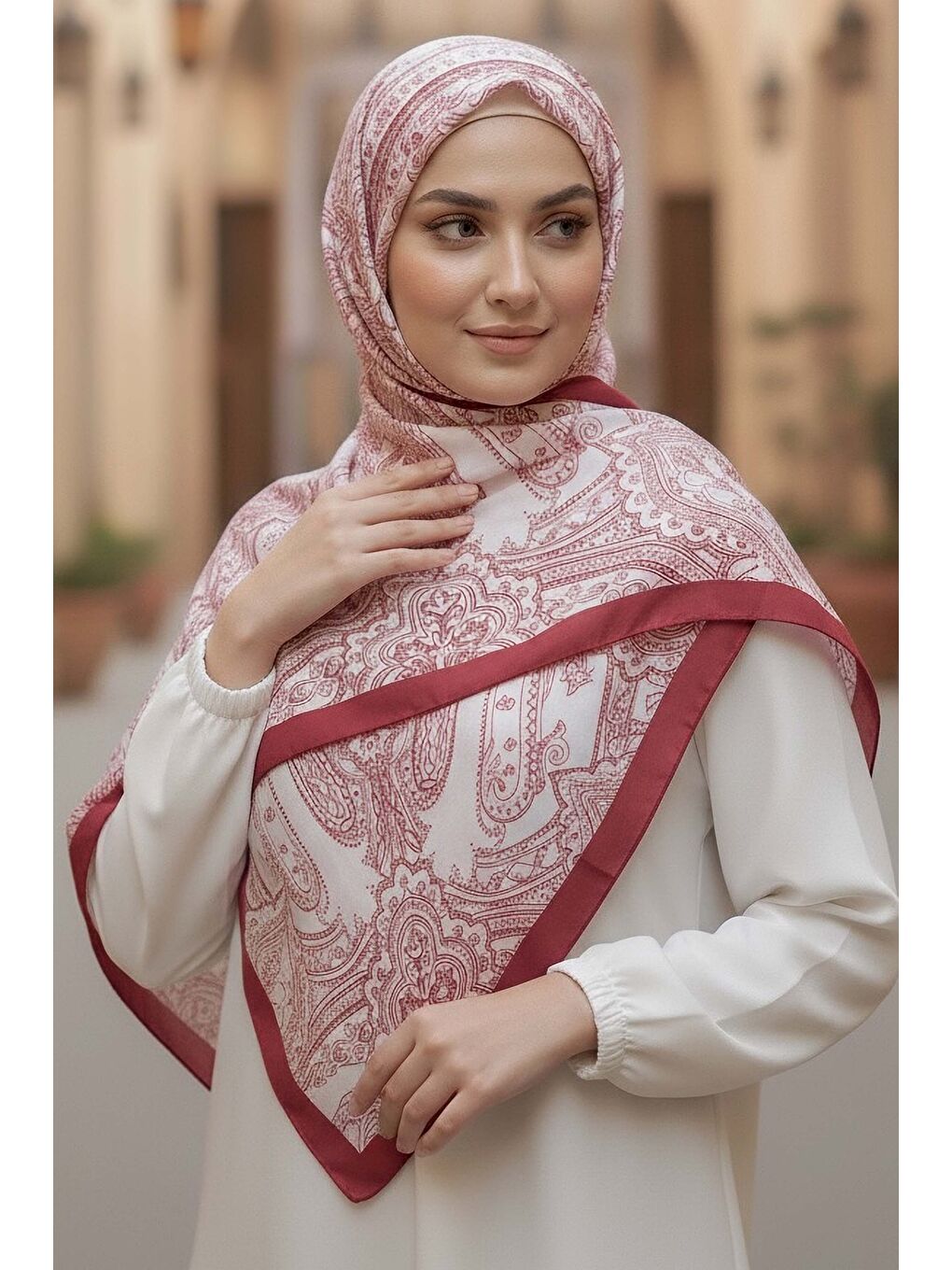 Otantic Ethnic Serisi Pamuk Şal Bordo - 28109-BORDO