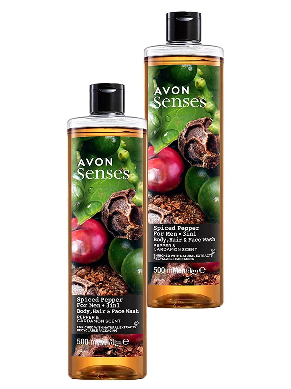 AVON Senses Spiced Pepper Karabiber ve Kakule Kokulu Erkekler için Duş Jeli 500 Ml. İkili Set