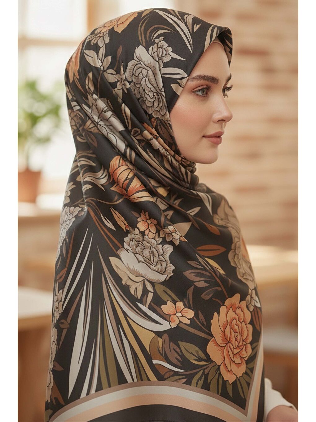 Turuncu Floral Essence Serisi Pamuk Şal Oranj - 28111-ORANJ-1