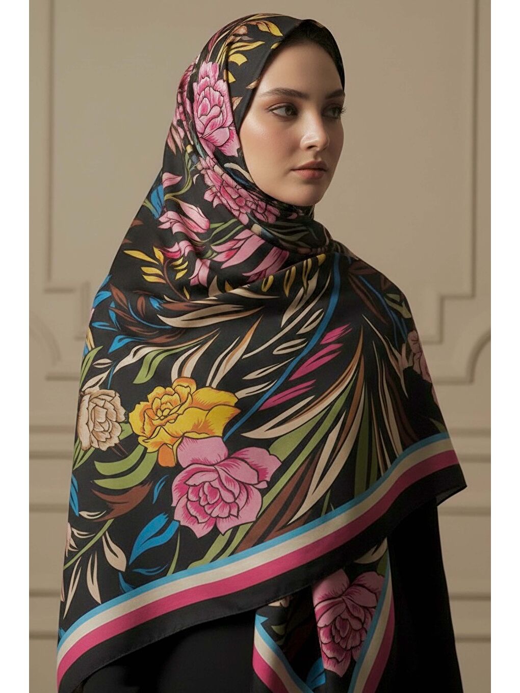 Floral Essence Serisi Pamuk Şal Fuşya - 28111-FUSYA