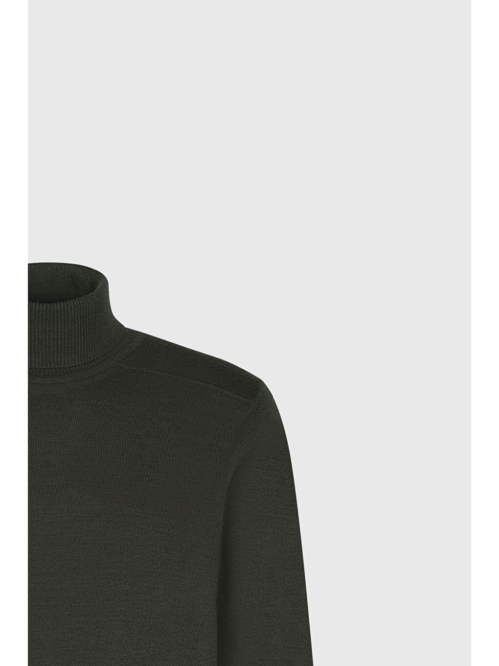 Erkek Haki Yünlü Sıcak Tutan Standart Fit Normal Kesim Tam Balıkçı Yaka Triko Kazak-7