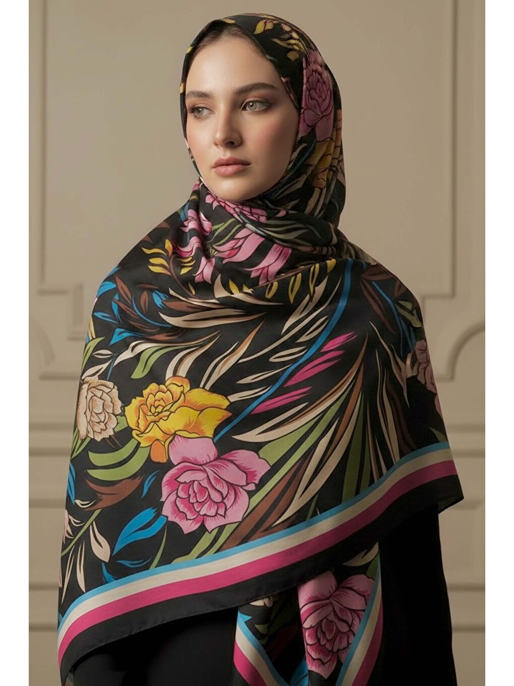 Floral Essence Serisi Pamuk Şal Fuşya - 28111-FUSYA-1