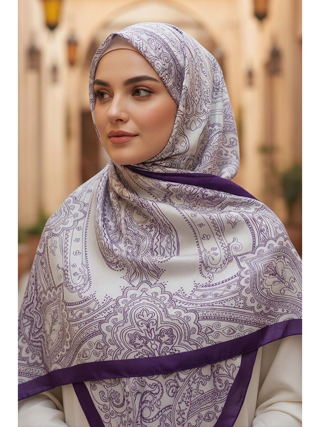 Otantic Ethnic Serisi Pamuk Şal Mor - 28109-MOR
