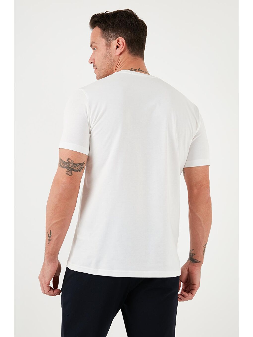 Buratti Ekru Baskılı Pamuklu Bisiklet Yaka Slim Fit T Shirt 646R8040 - 4