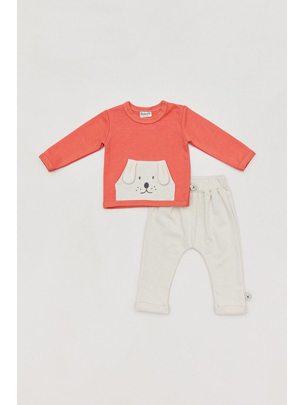 Mercan Baskılı Bisiklet Yaka Bebek Takım-1