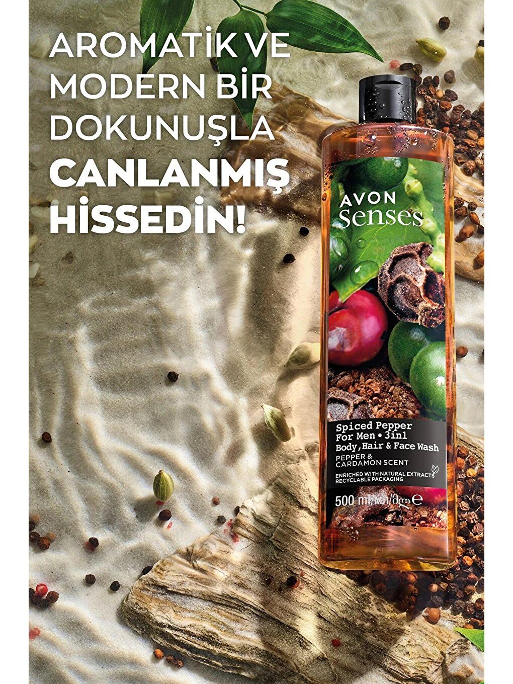 Senses Spiced Pepper Karabiber ve Kakule Kokulu Erkekler için Duş Jeli 500 Ml.-1