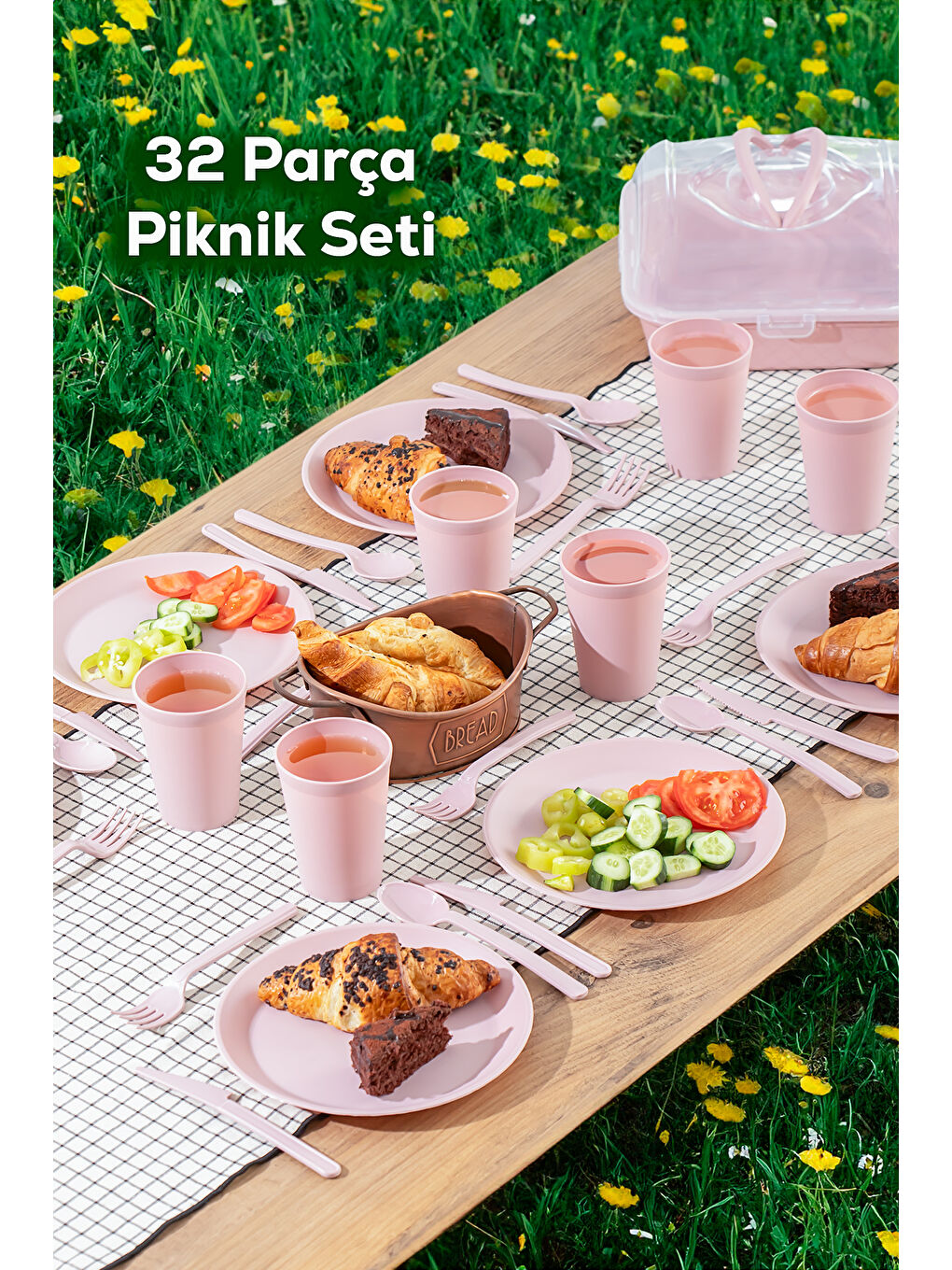 Porsima Pudra 0039 Karizma 6 Kişilik Piknik Seti - Çantalı Piknik Seti-32 Parça Piknik Organizer-Pudra