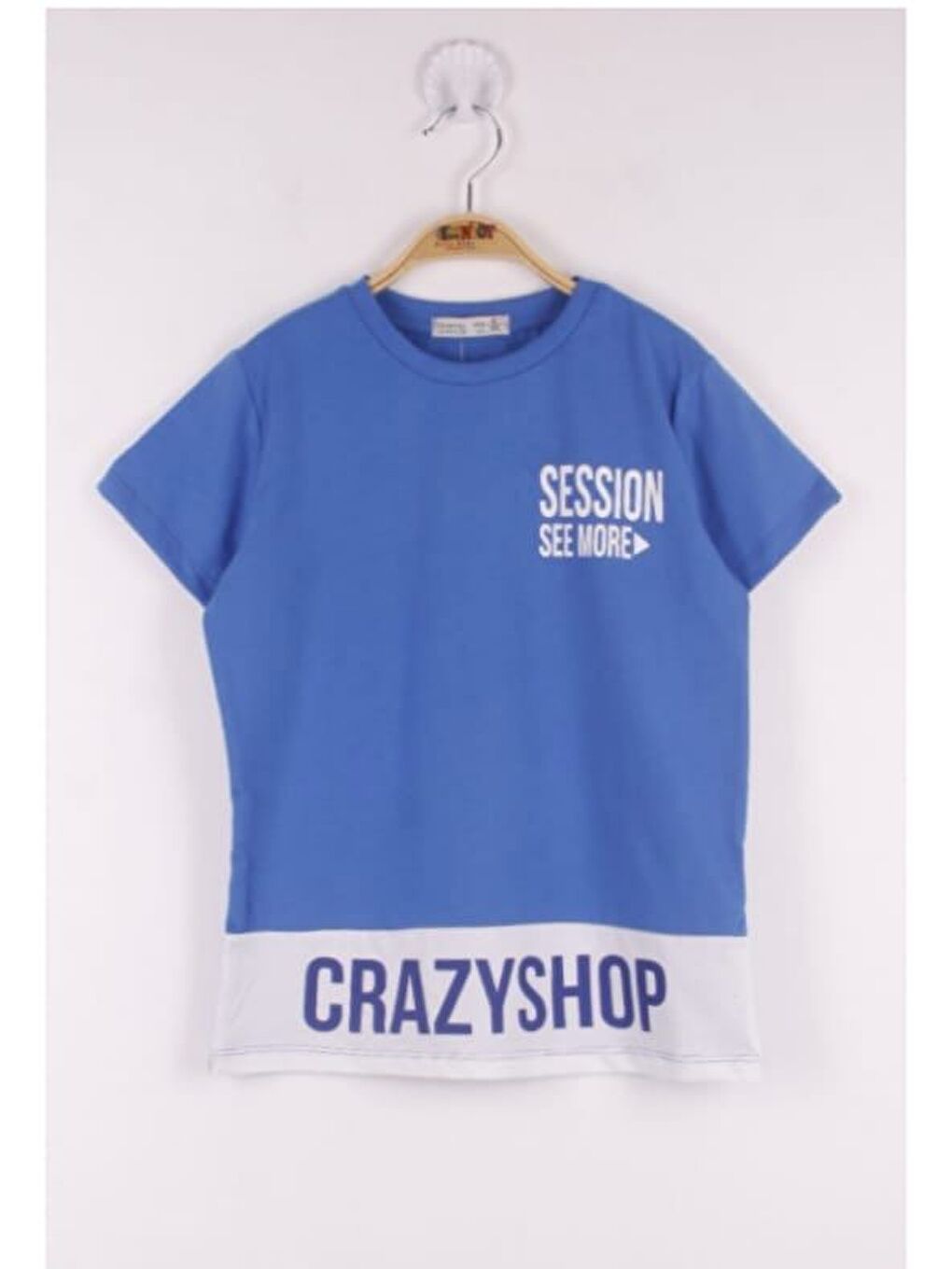 Mavi Erkek Çocuk Göğsü Yazı Baskılı