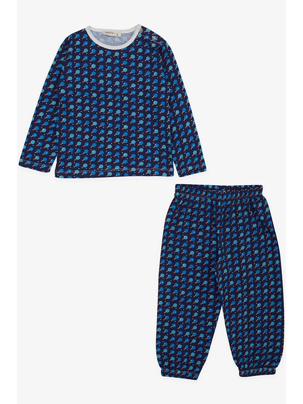 Erkek Bebek Pijama Takımı Raket Desenli Lacivert (9 Ay)