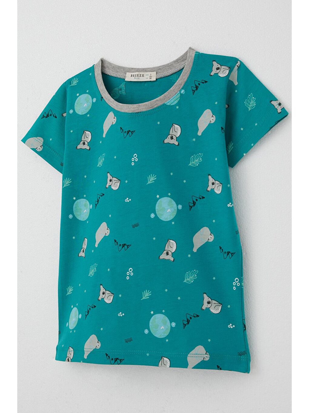 Erkek Bebek Şortlu Pijama Takımı Kuala Desenli Petrol Yeşili (9 Ay-3 Yaş)-1