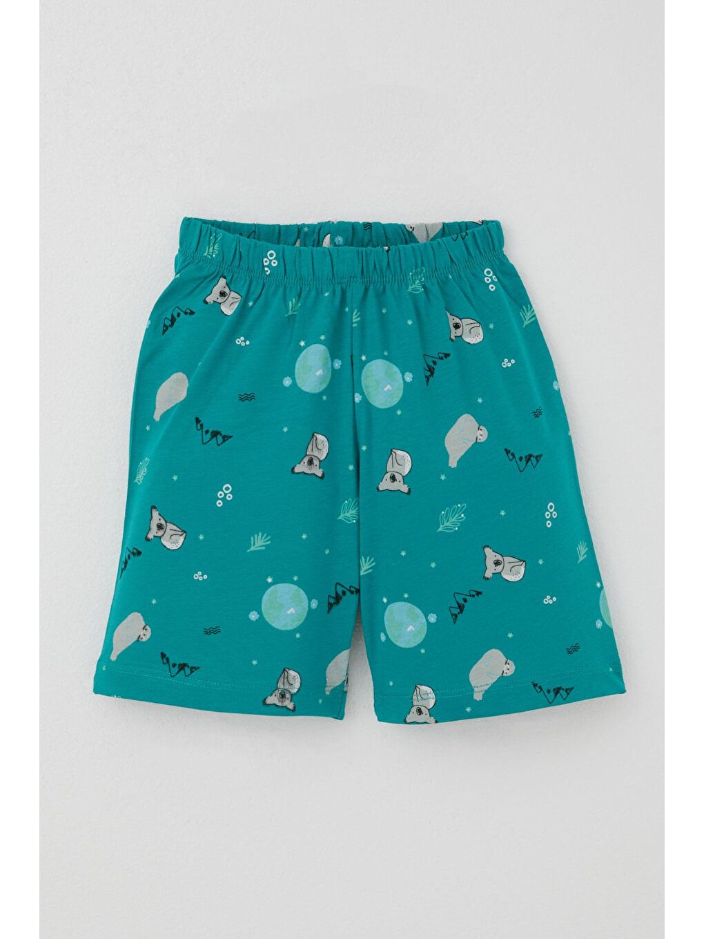 Erkek Bebek Şortlu Pijama Takımı Kuala Desenli Petrol Yeşili (9 Ay-3 Yaş)-3