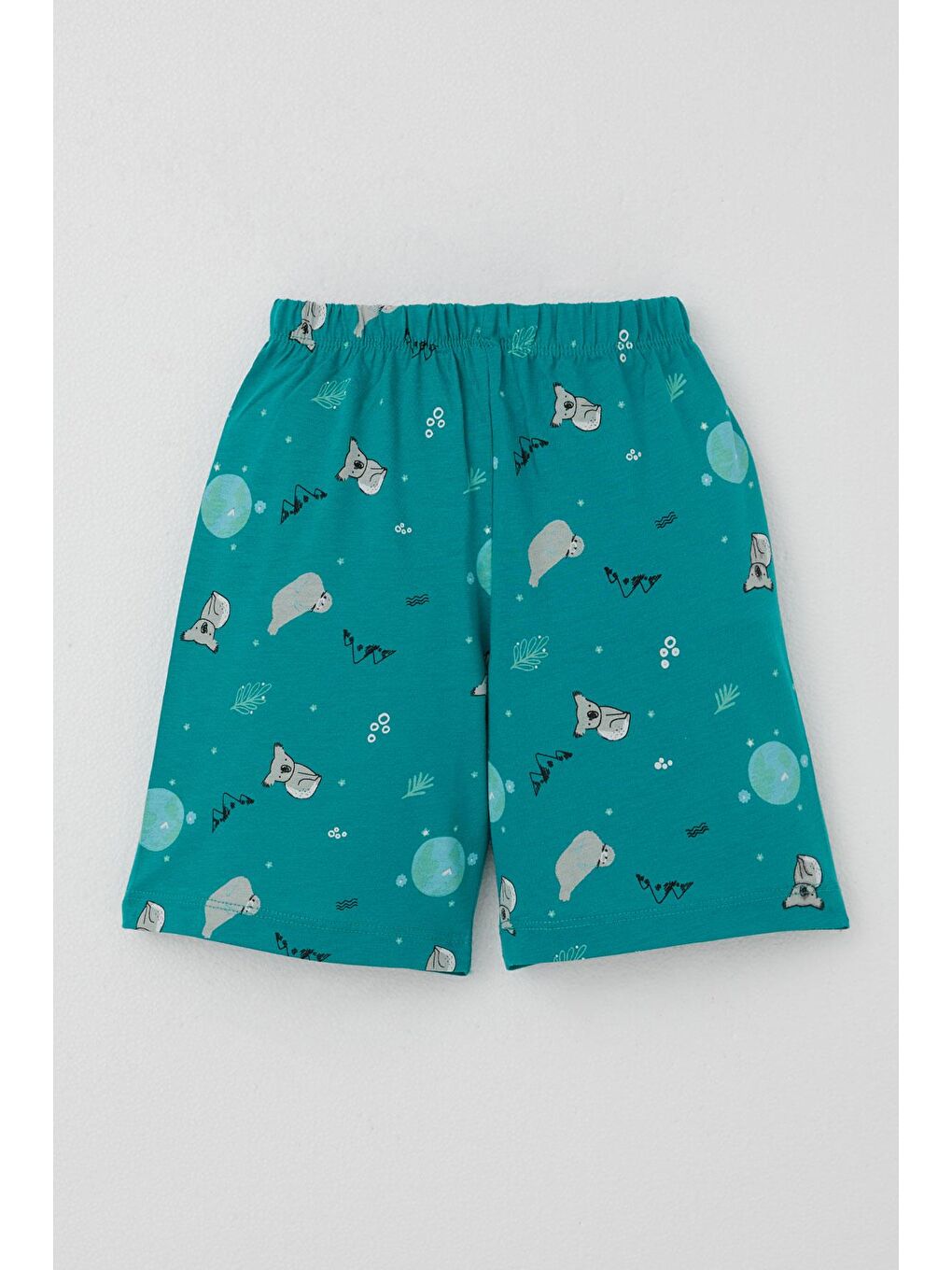 Erkek Bebek Şortlu Pijama Takımı Kuala Desenli Petrol Yeşili (9 Ay-3 Yaş)-4