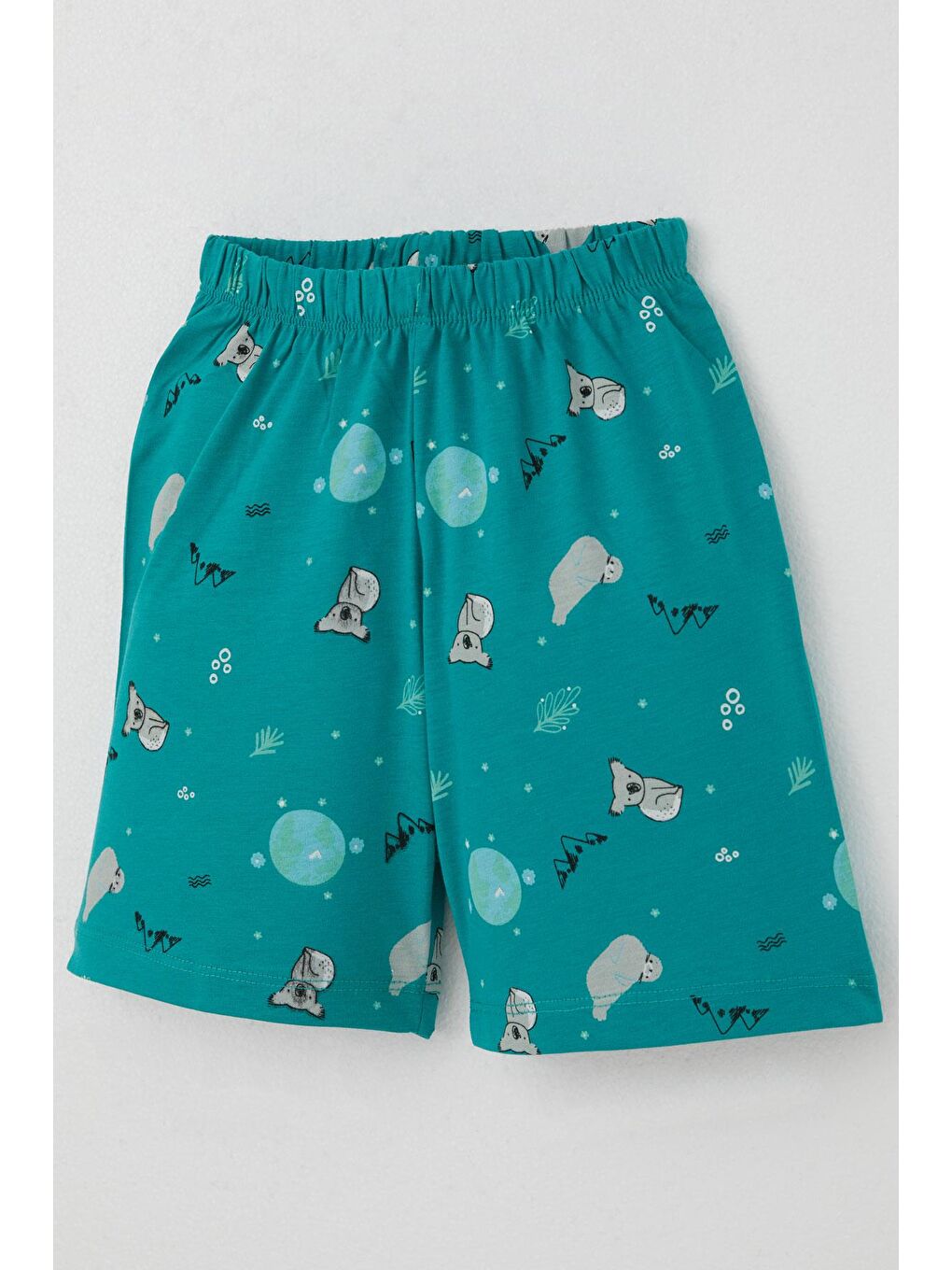 Erkek Bebek Şortlu Pijama Takımı Kuala Desenli Petrol Yeşili (9 Ay-3 Yaş)-5