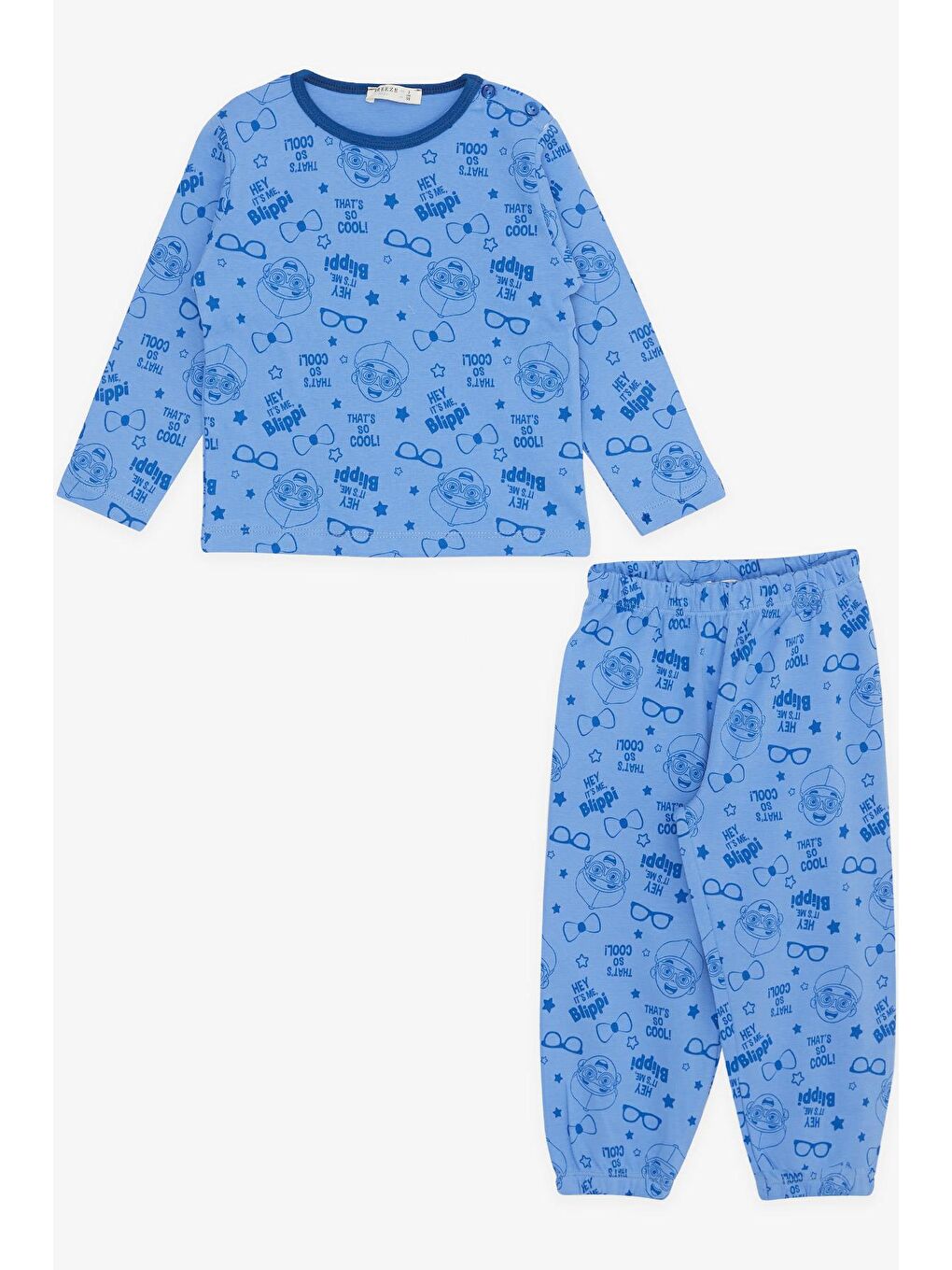 Erkek Bebek Pijama Takımı Havalı Çocuk Desenli Mavi (9 Ay-1.5 Yaş)