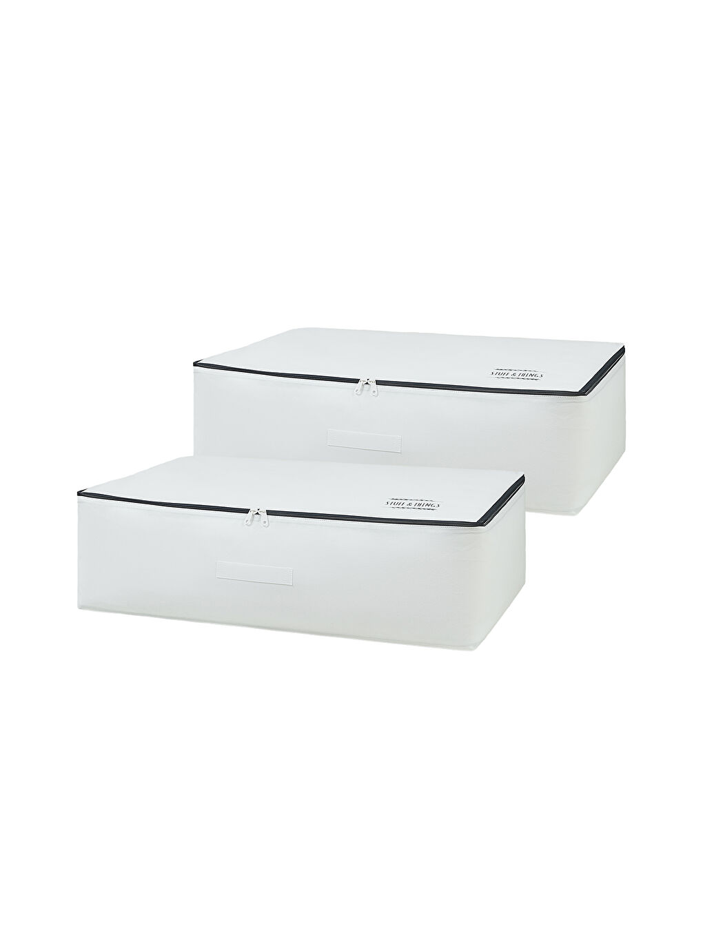 2'li Mega Boy Lacivert Fermuarlı Beyaz Renk Stuff & Things Baza Altı Hurç Set 74 x 46 x 22 cm-5