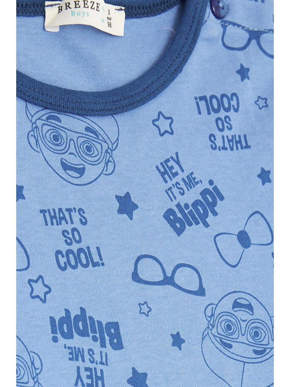 Erkek Bebek Pijama Takımı Havalı Çocuk Desenli Mavi (9 Ay-1.5 Yaş)-4