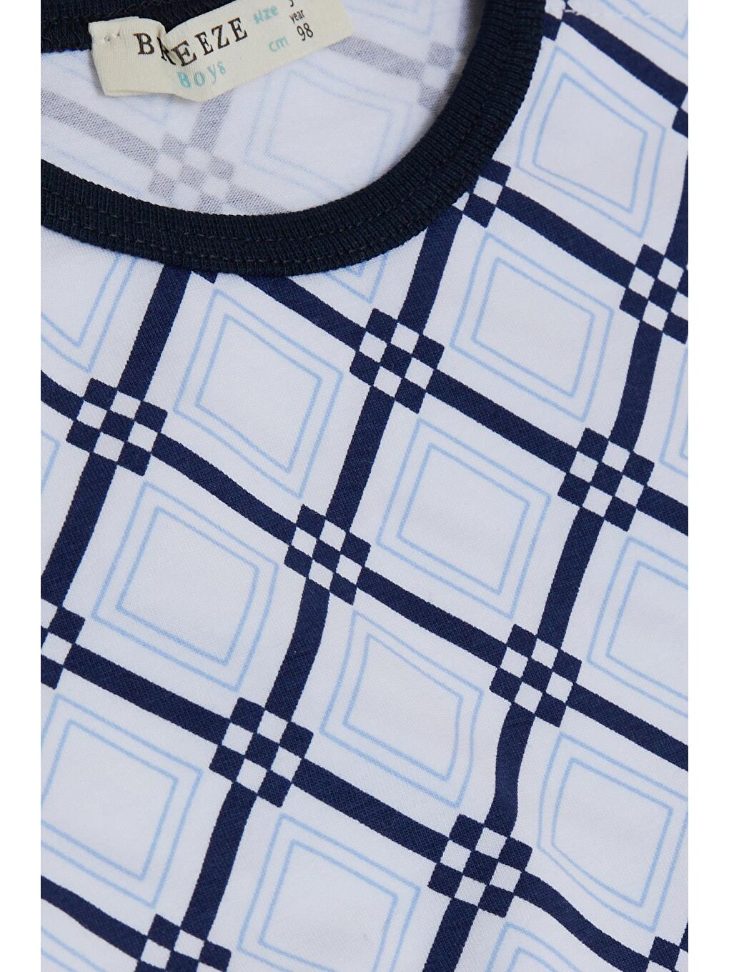 Erkek Bebek Pijama Takımı Kare Desenli Beyaz (9 Ay)-2