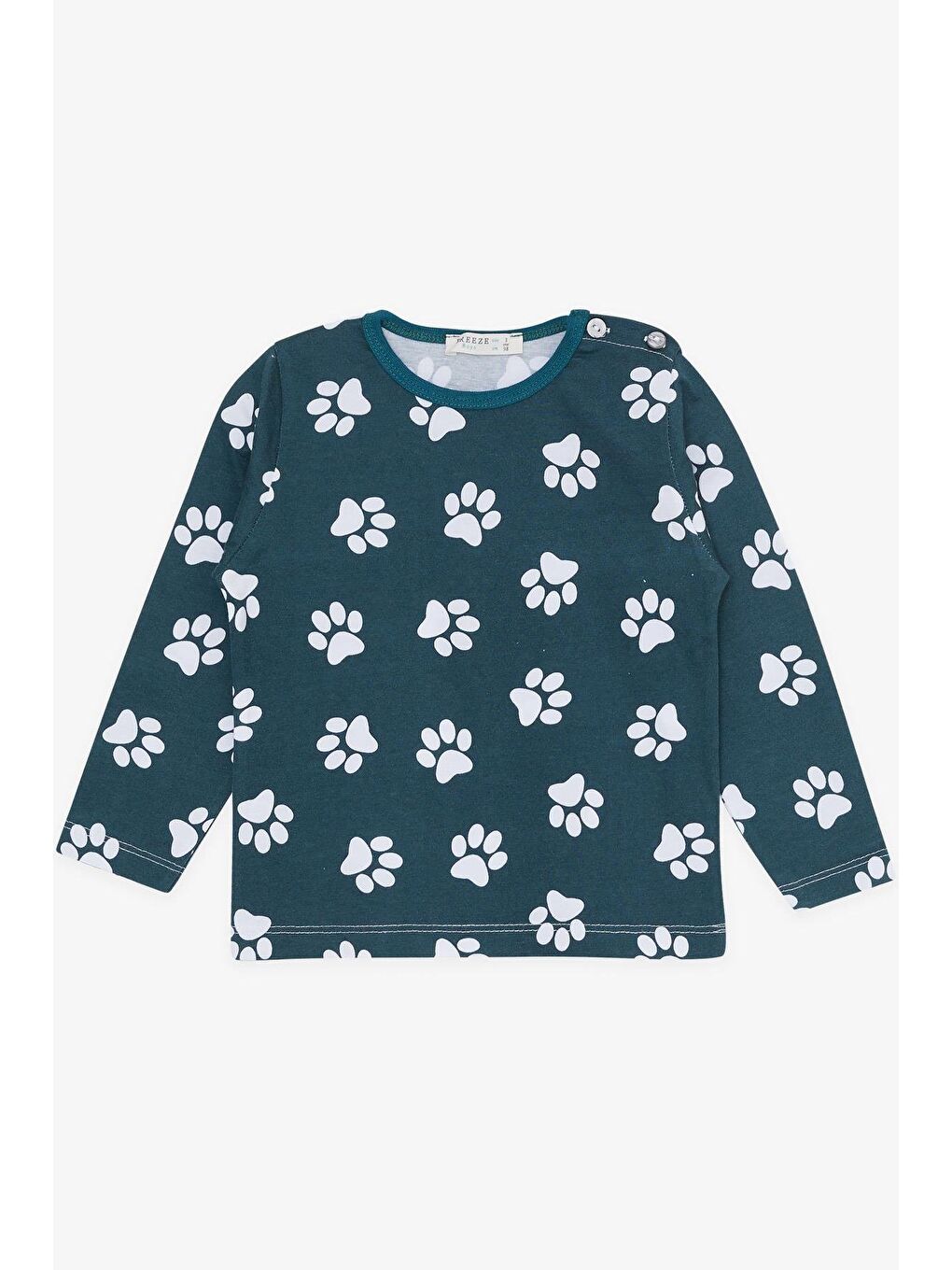 Erkek Bebek Pijama Takımı Pati Desenli Zümrüt Yeşili (1.5 Yaş)-1