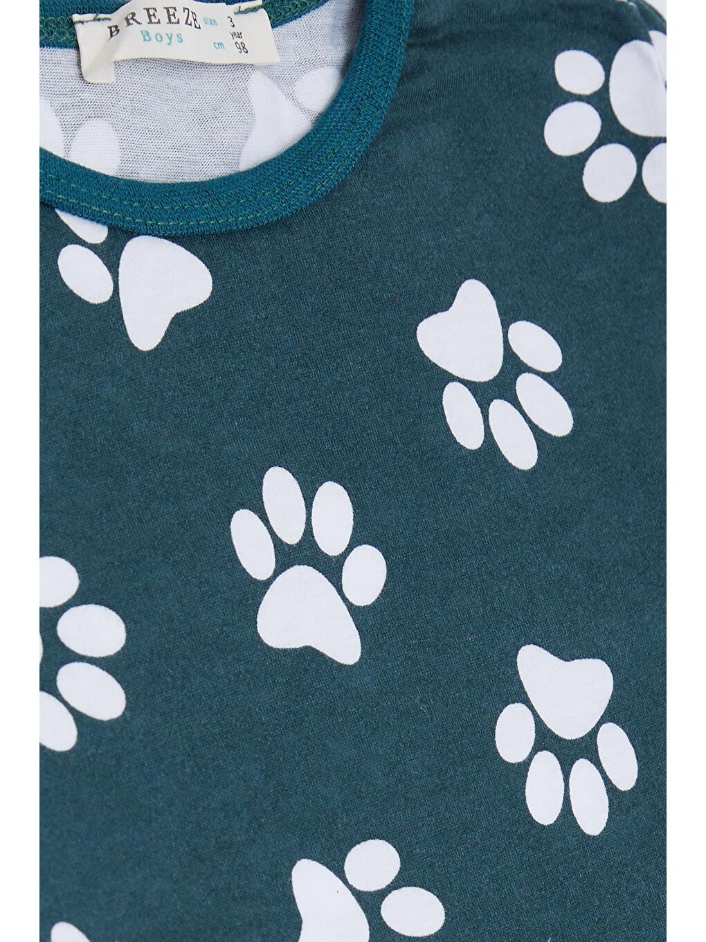 Erkek Bebek Pijama Takımı Pati Desenli Zümrüt Yeşili (1.5 Yaş)-3