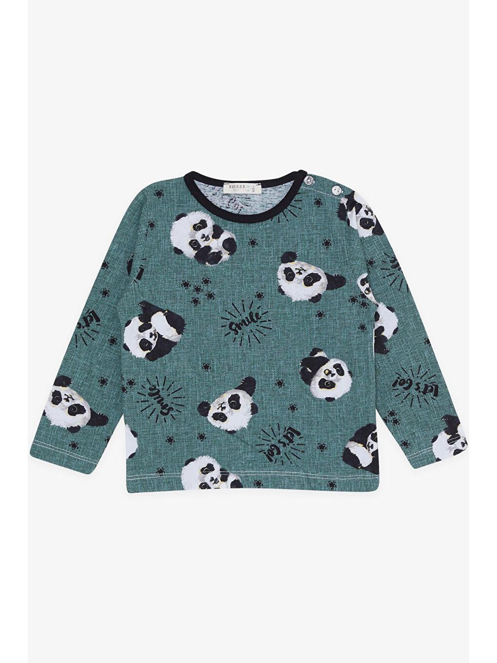 Erkek Bebek Pijama Takımı Sevimli Panda Desenli Mint Yeşili (9 Ay)-4