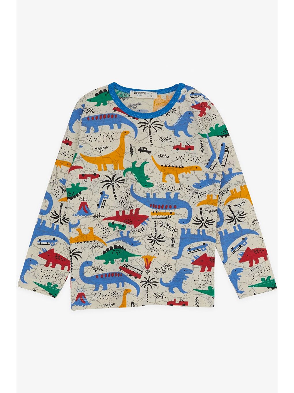 Ekru Erkek Bebek Pijama Takımı Dinozor Desenli Krem (9 Ay)-2