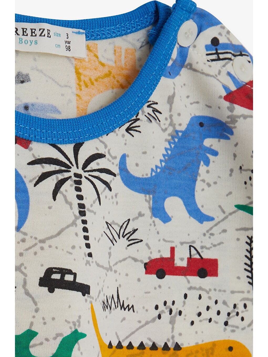 Ekru Erkek Bebek Pijama Takımı Dinozor Desenli Krem (9 Ay)-3