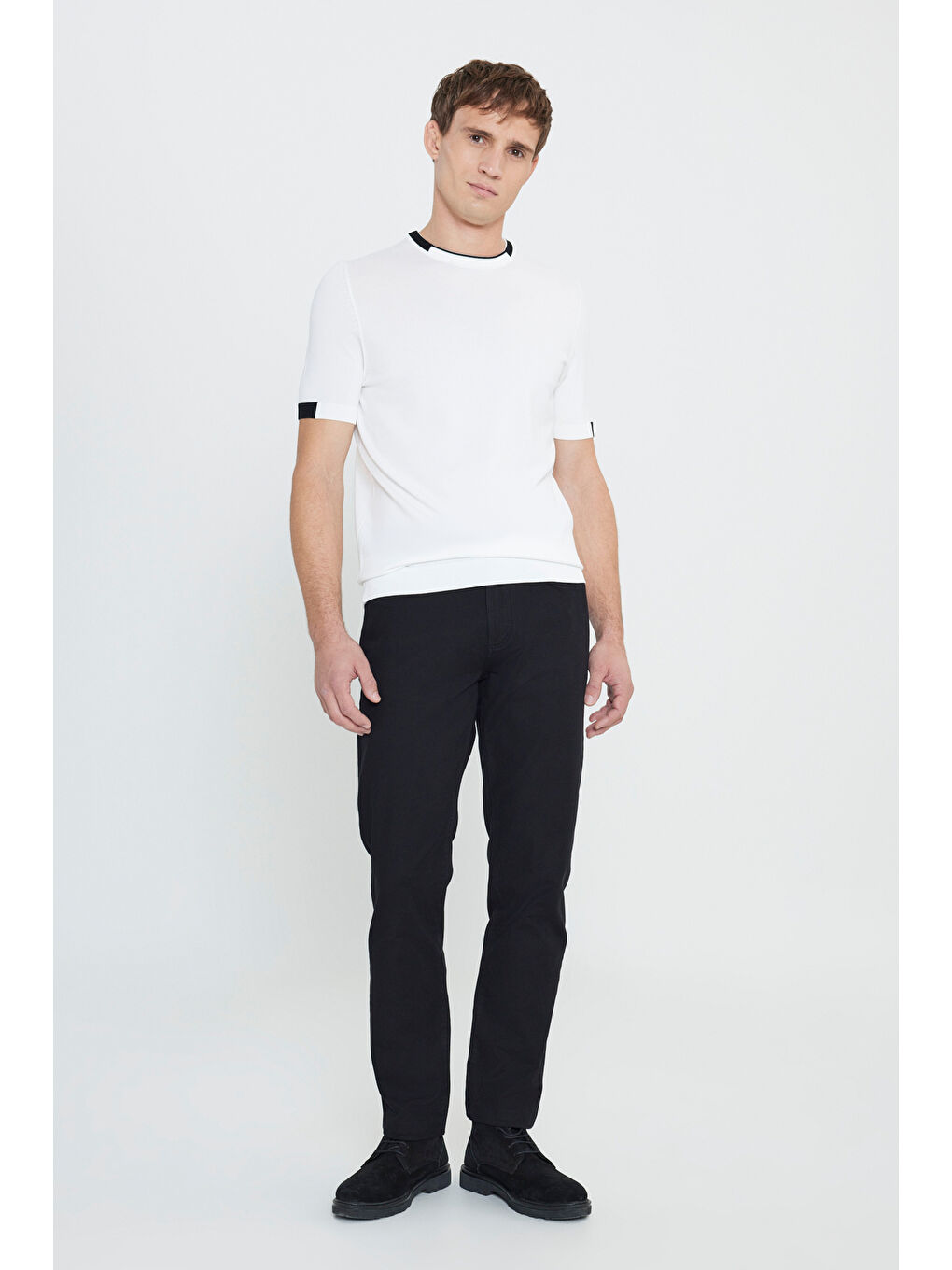 Erkek Siyah Pamuklu Slim Fit Dar Kesim 5 Cep Armürlü Esnek Pantolon-1