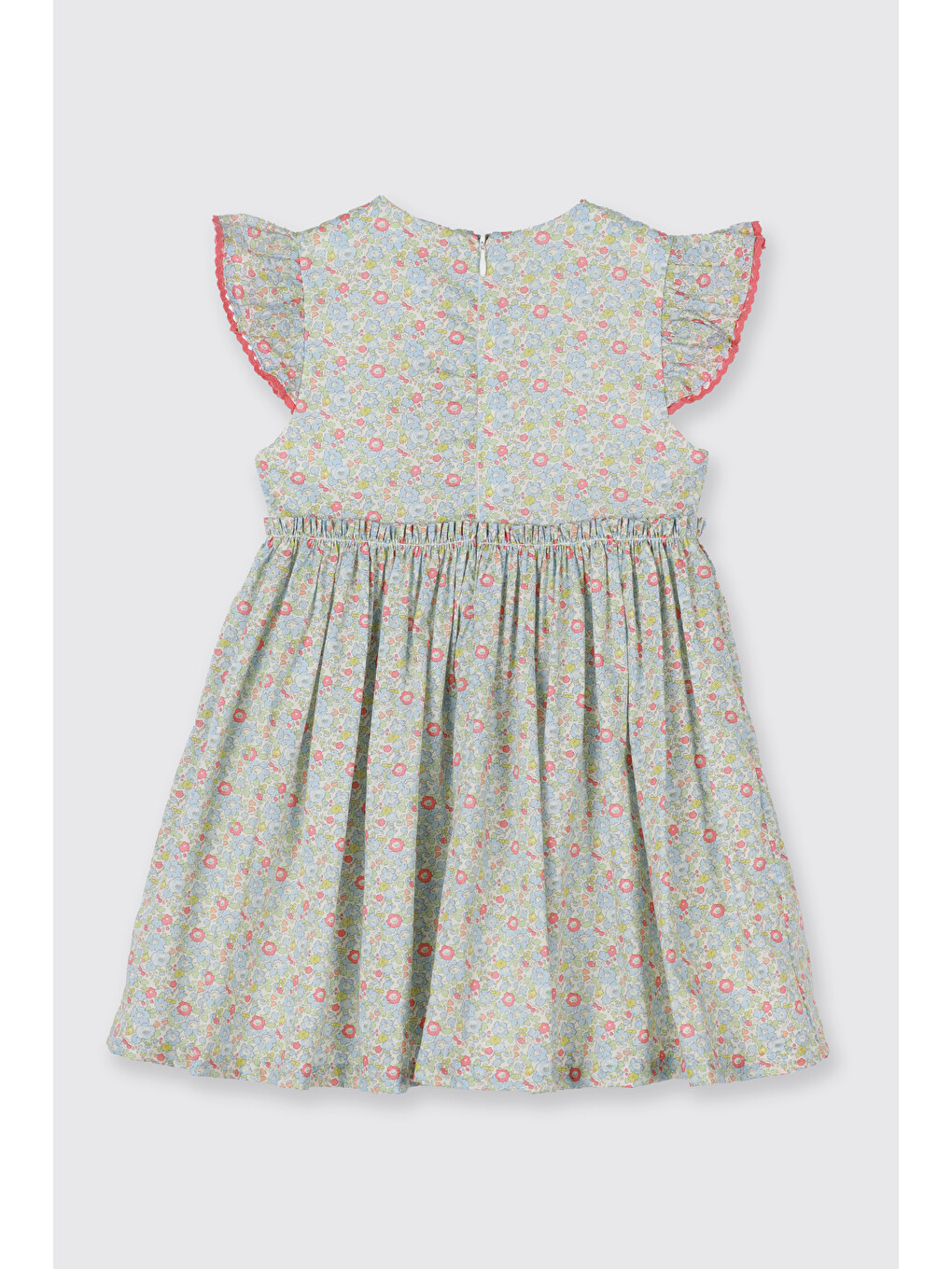 Yeşil Liberty Kumaş Çiçek Desenli Kız Çocuk Elbise-2