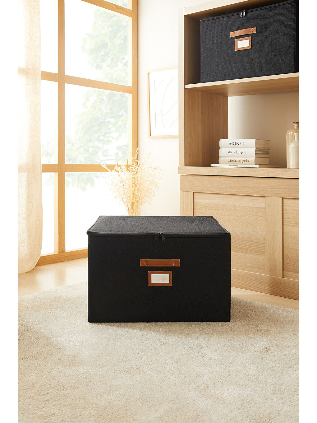 Siyah Renk Jüt Destekli Kutu Hurç 48 x 40 x 30 cm-1