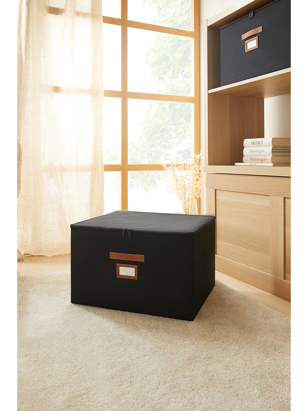 Siyah Renk Jüt Destekli Kutu Hurç 48 x 40 x 30 cm-2