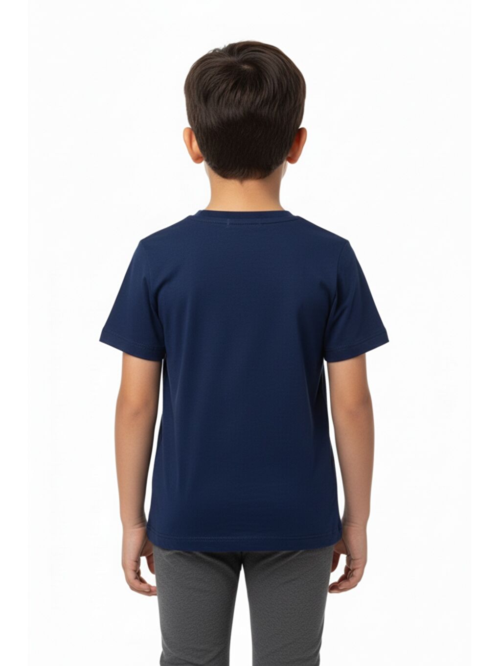 Lacivert Erkek Çocuk Garnili Cepli Tişört-4