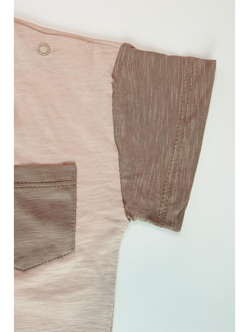 Kahverengi Erkek Bebek Kahve Desen Kısa Kollu Şortlu Basic Alt Üst Takım-5