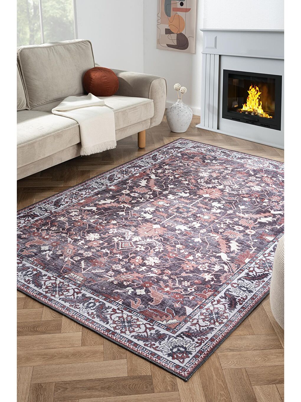 Karışık Antico 2354 Pamuk Tabanlı Yıkanabilir Otantik Vintage Klasik Eskitme Halı-200x290