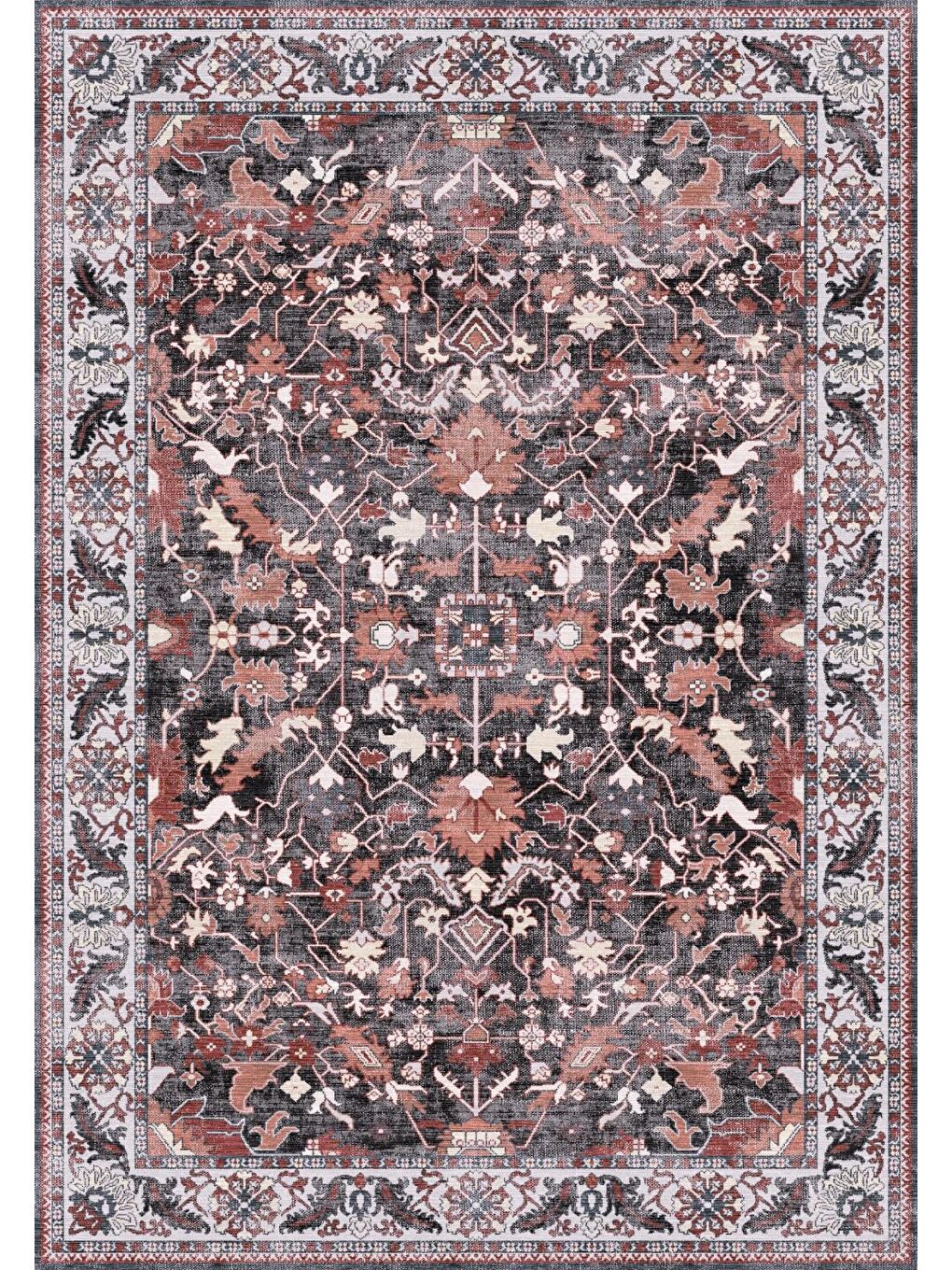 Karışık Antico 2354 Pamuk Tabanlı Yıkanabilir Otantik Vintage Klasik Eskitme Halı-200x290-2