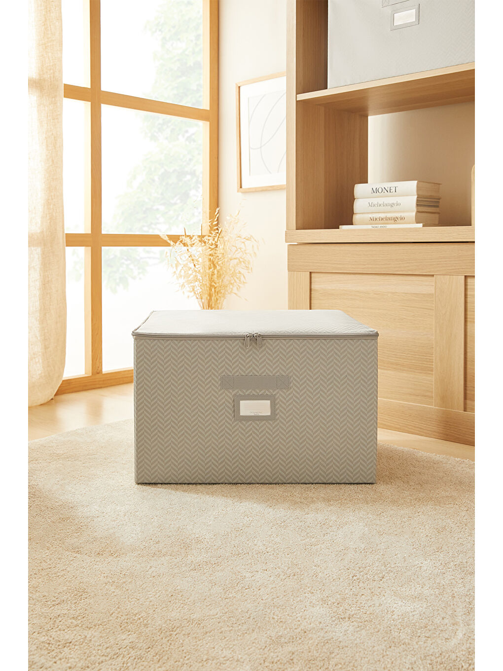 Gri Balıksırtı Destekli Kutu Hurç 48 x 40 x 30 cm-1