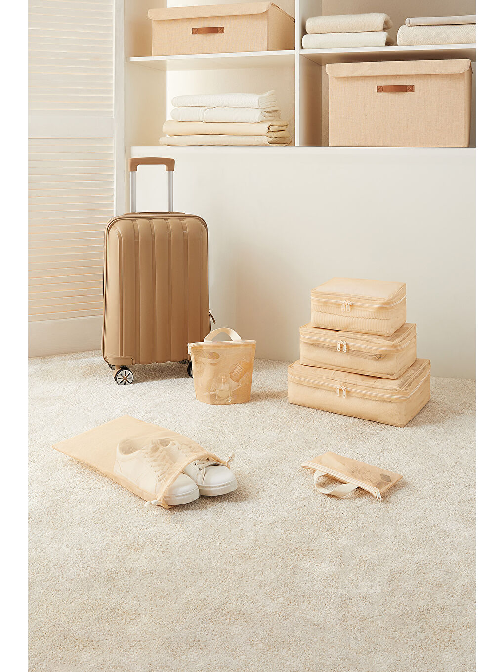 6'lı Bej Renk File Bavul İçi Düzenleyici Set-1
