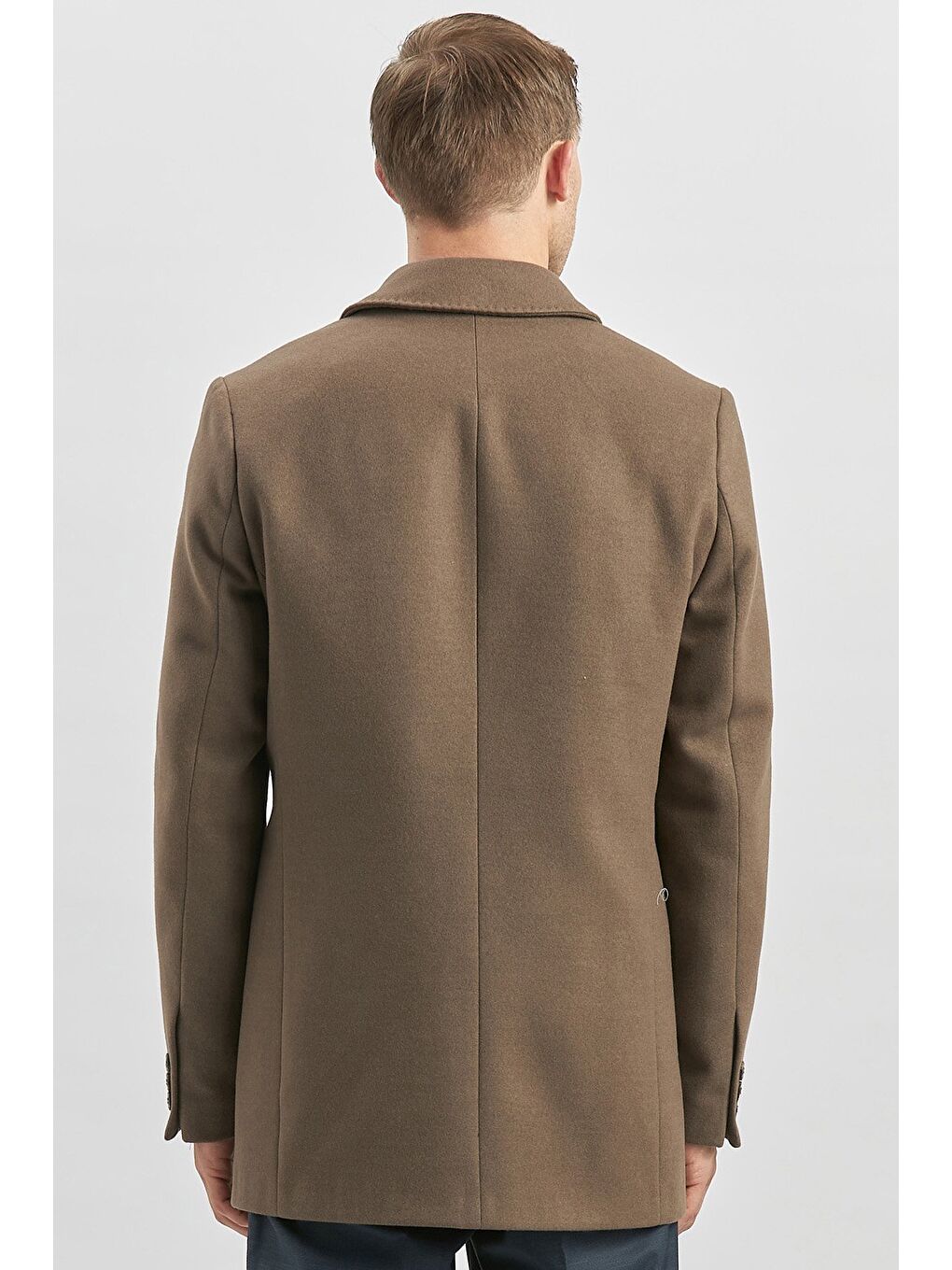 Kahverengi Koyu Vizon Kaşe Bebe Yaka Kapitoneli Astar Comfort Fit Rahat Kesim Klasik Kaban 1008245161-5