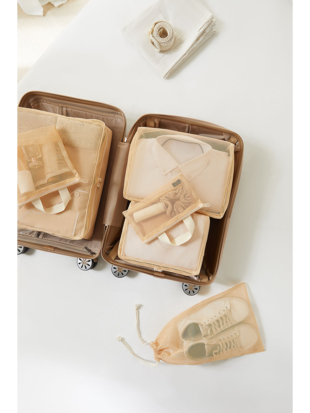 6'lı Bej Renk File Bavul İçi Düzenleyici Set-3