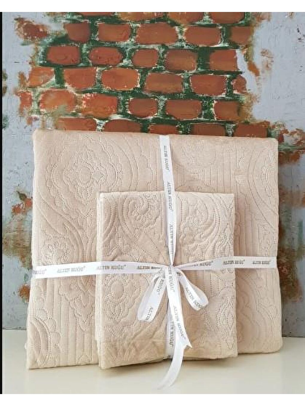 Kahverengi Yatak Örtüsü Seti Çift Kişilik Olivia Mocha-1