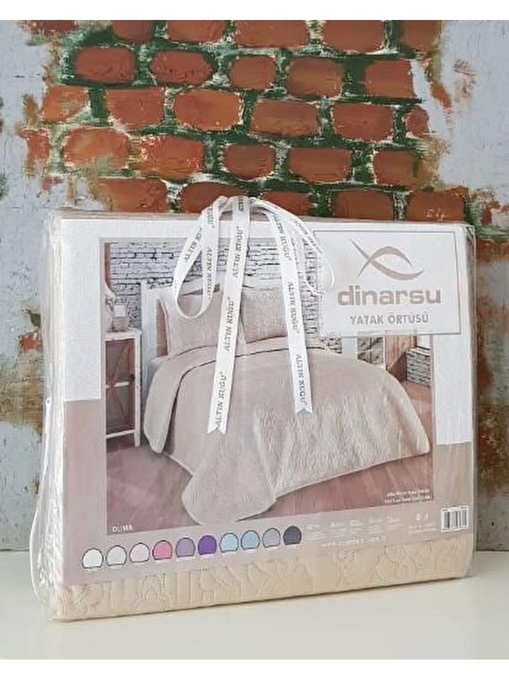 Kahverengi Yatak Örtüsü Seti Çift Kişilik Olivia Mocha-2