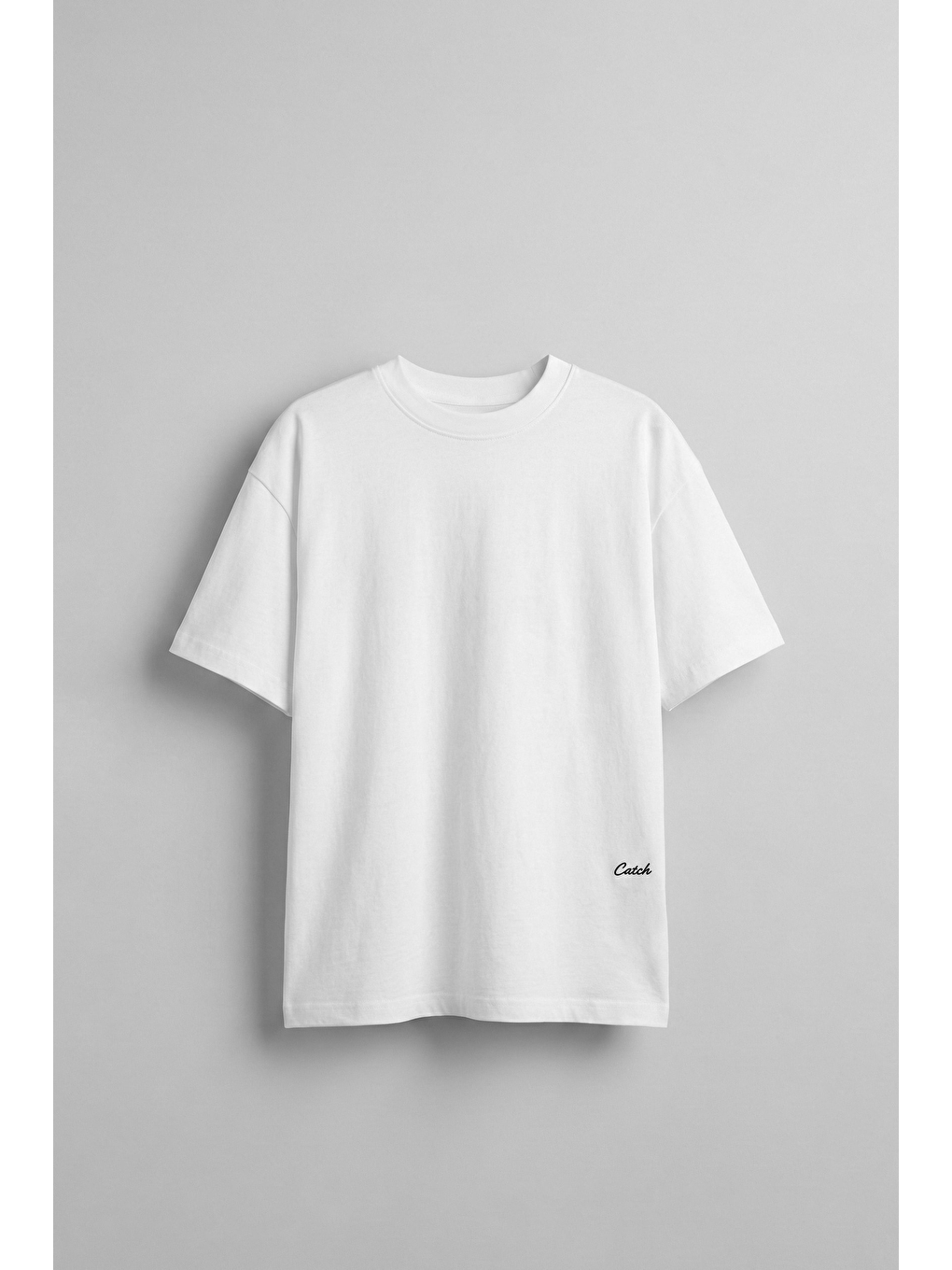 Erkek Oversize Sırt Baskılı Pamuklu T-Shirt Beyaz-1