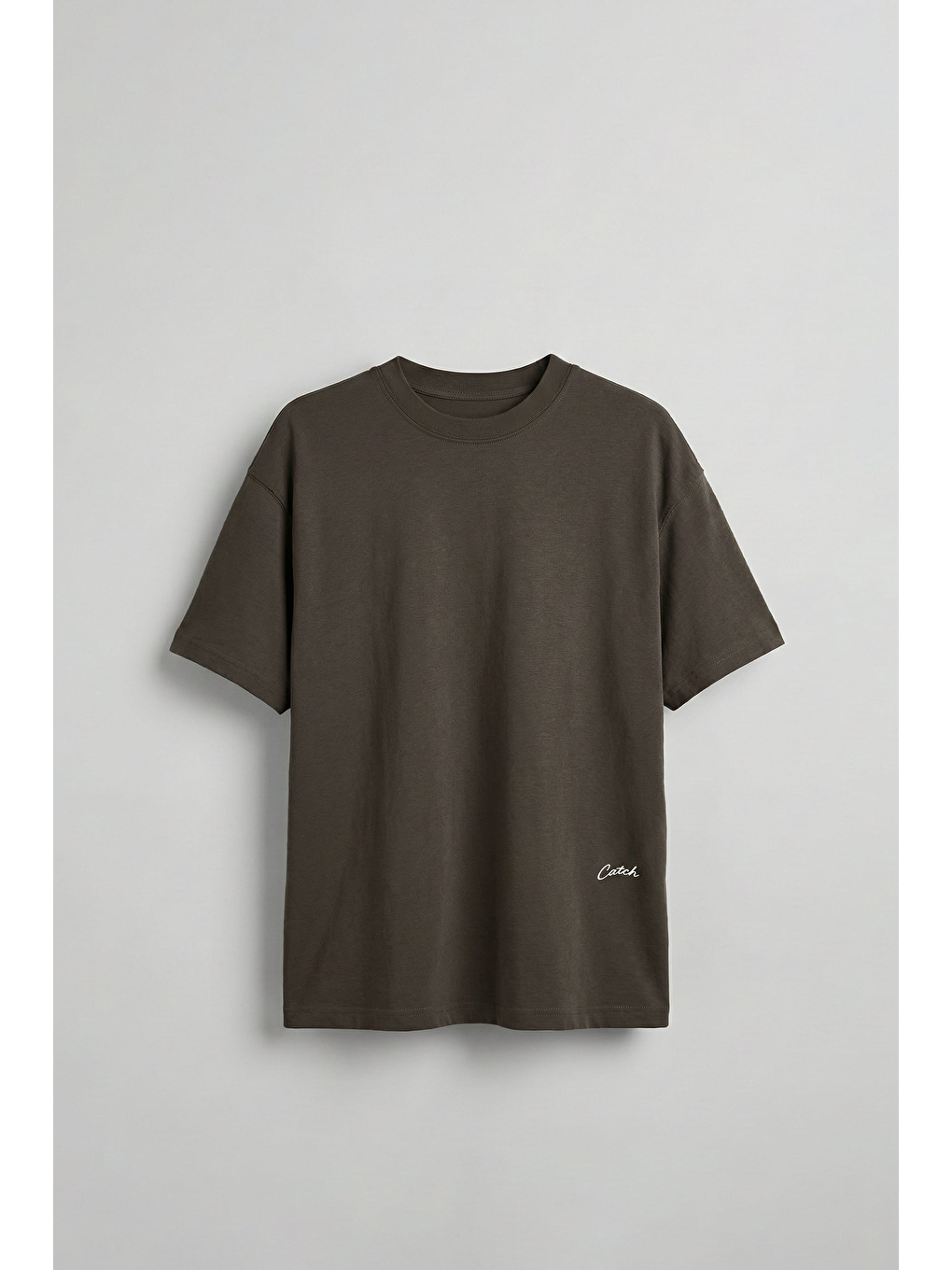 Erkek Oversize Sırt Baskılı Pamuklu T-Shirt Antrasit-1