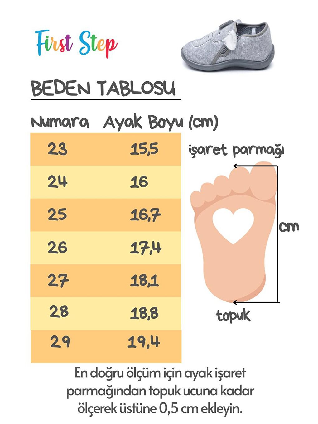 First Step Gri Fil Fermuarlı Panduf - 5