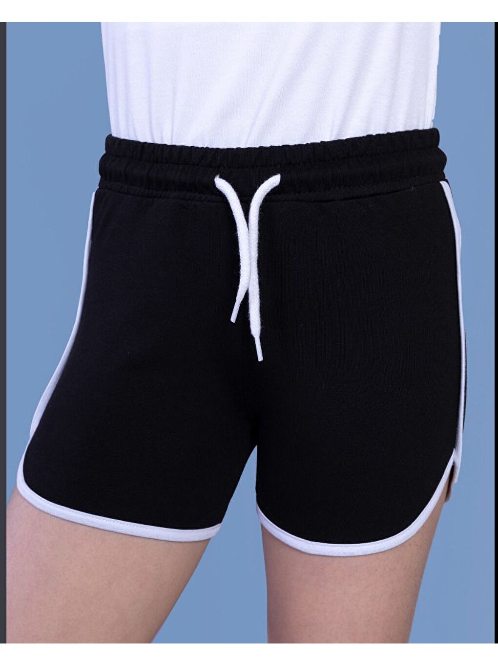 Siyah Kız Çocuk Garni Biyeli Şort