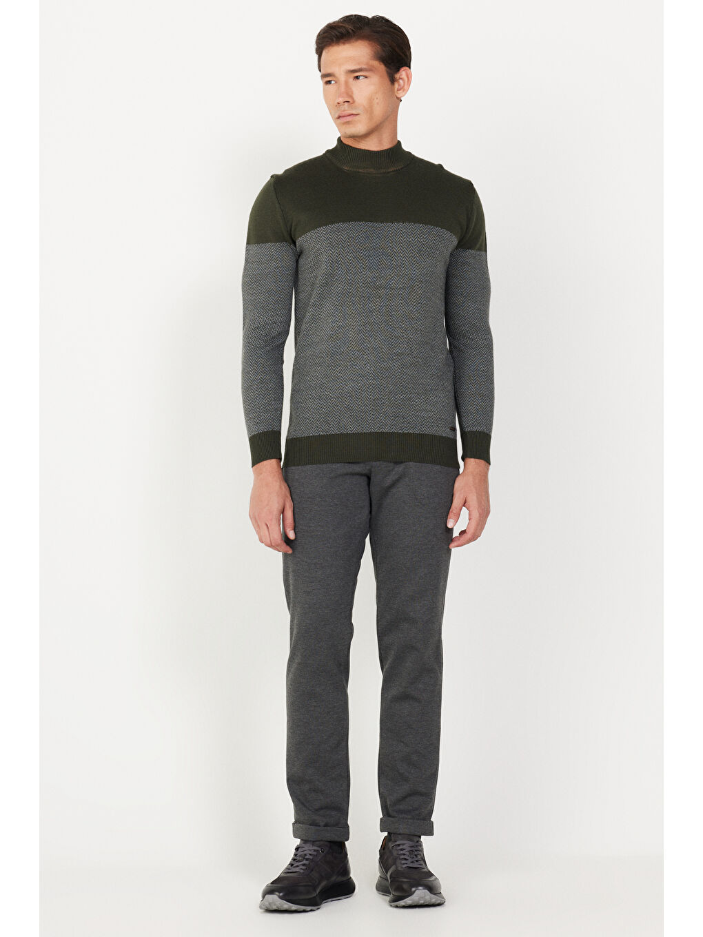 Erkek Gri Slim Fit Dar Kesim Yan Cepli Beli Lastikli Bağlamalı Pantolon-3