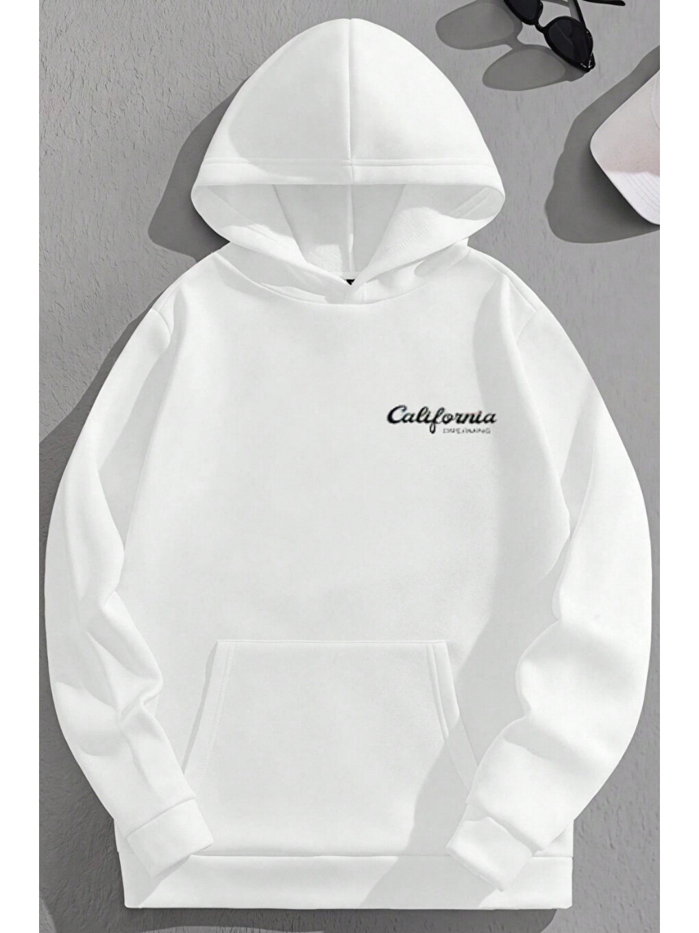 Unisex 3 İplik Pamuklu Beyaz Sacalif1982 Baskı Bol Kalıp Sweatshirt Hoodie-1