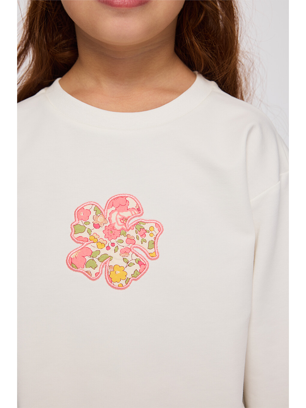 Ekru Liberty Kumaş Kız Çocuk Sweatshirt-5